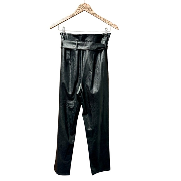 Commando Faux Leather Paperbag Tie Waist Tapered Leg Pants Black Small S - Picture 5 of 14